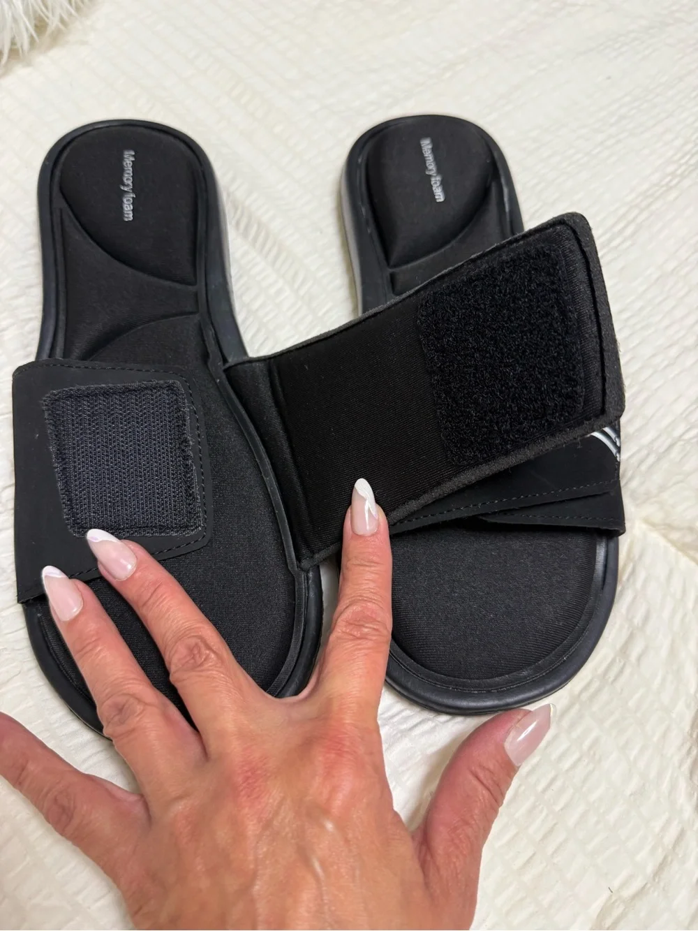 Black Memory Foam Slide Sandals for Women